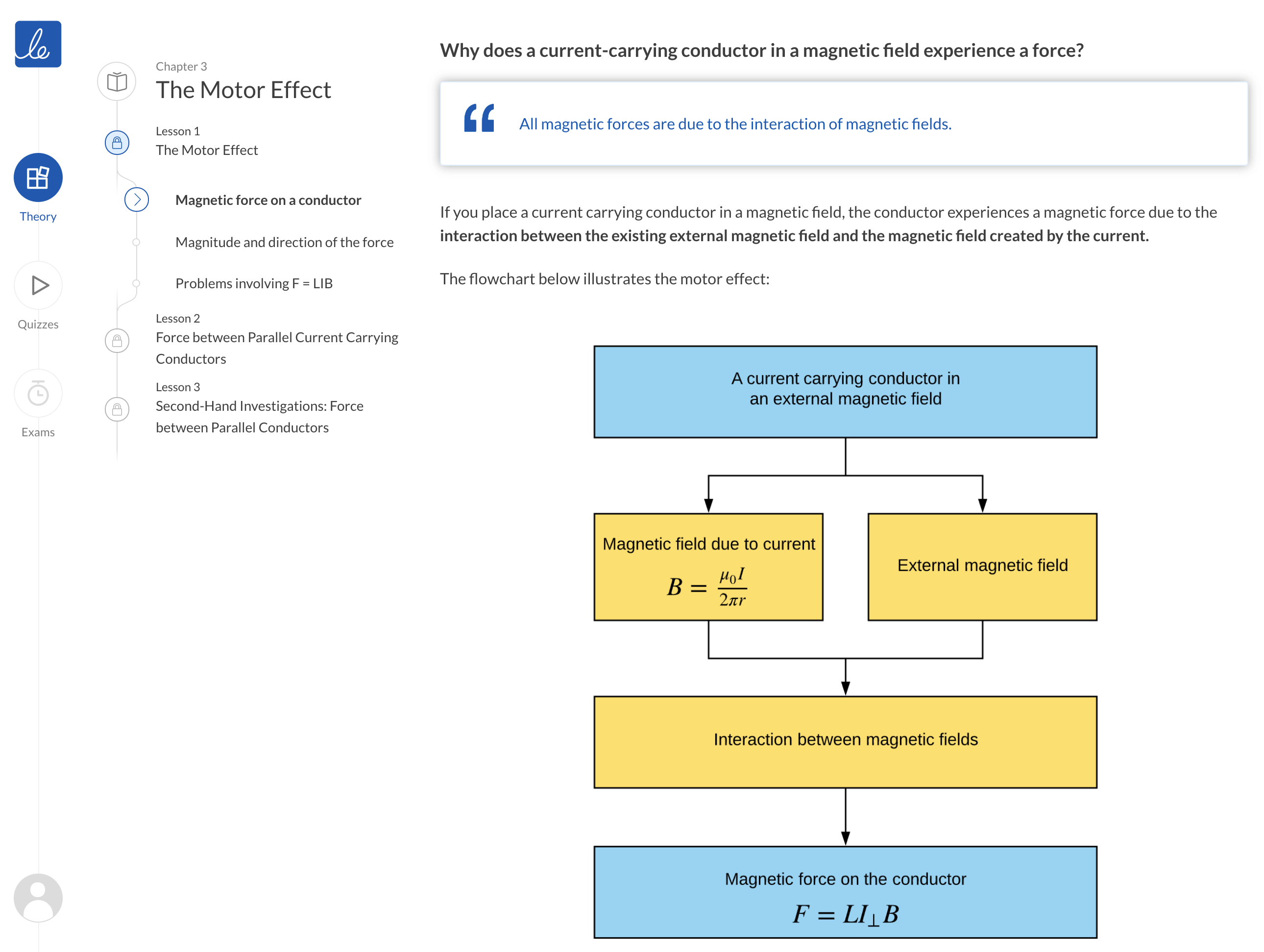 Learnable's Year 12 Physics content layout